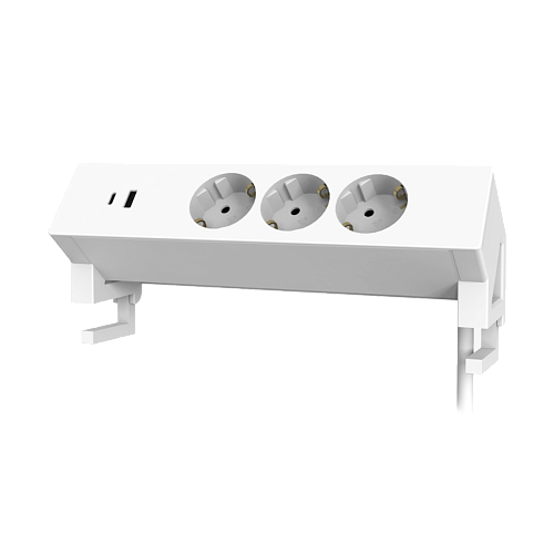 Блок розеток с креплением на зажим Ergostol Clip (3xEURO, 2xUSB (A+С)